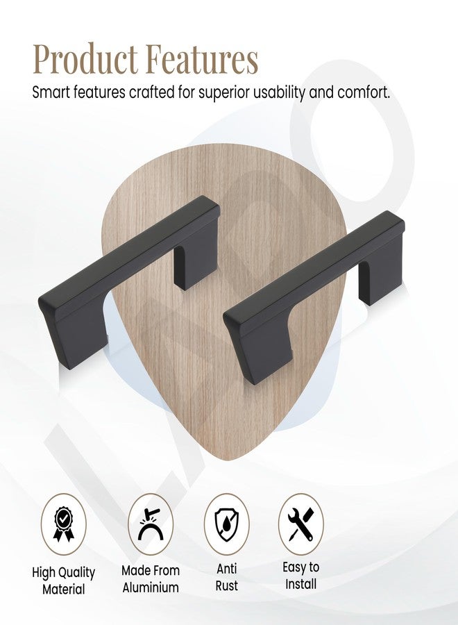 LAPO مقبض درج من قطعتين من لابو للمطبخ، مقابض للخزائن، مقبض نافذة 4 بوصة، مقابض لأبواب المعابد والخزائن ودواليب الملابس (110 مم، لون أسود، ضمان 3 سنوات) M-OH - Image 3